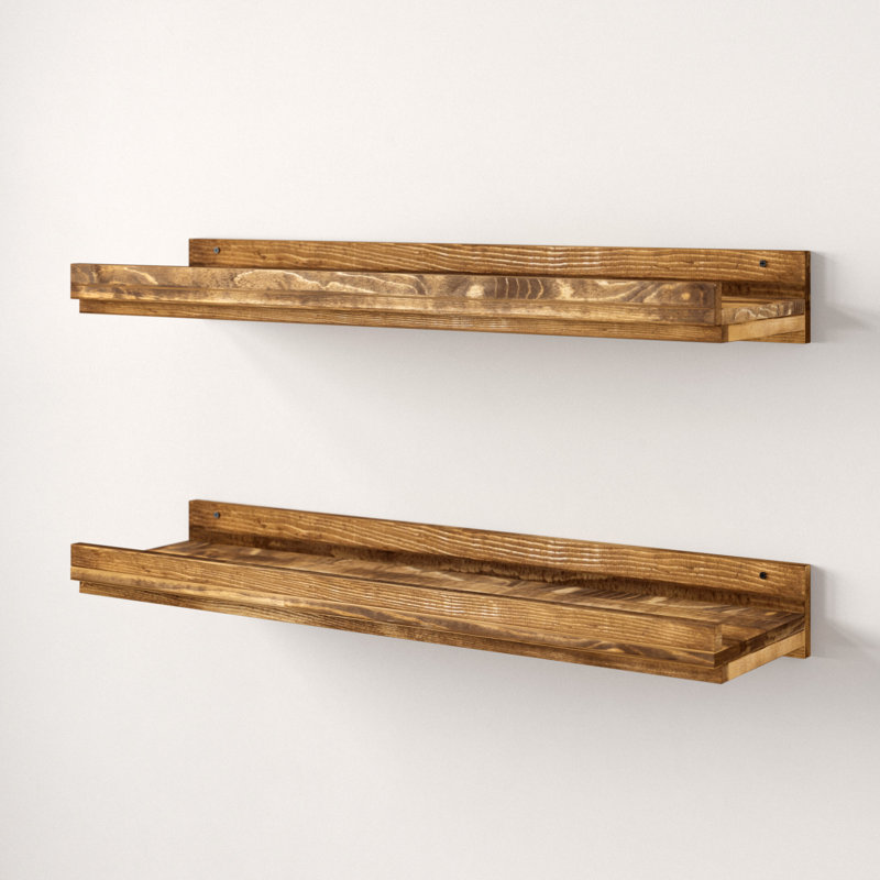 Three Posts Tishie 2 Shelves 2 Piece Pine Solid Wood Floating Shelf & Reviews Wayfair